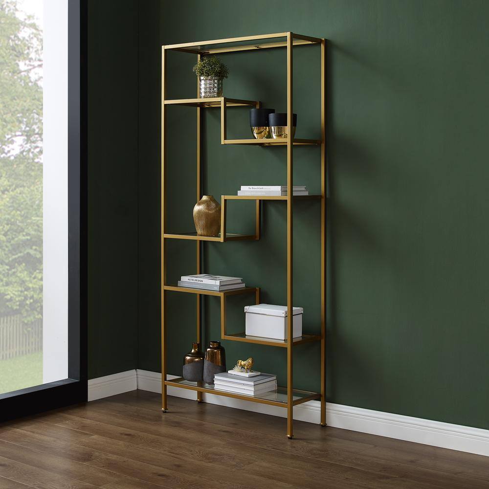 Alt View 4. Crosley Furniture - Sloane Etagere Bookcase - Gold.