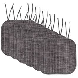 Sweet Home Collection - Aria Memory Foam Non-Slip 16" x 16" Chair Cushion Pad with Ties, 6-Pack - Gray/Black