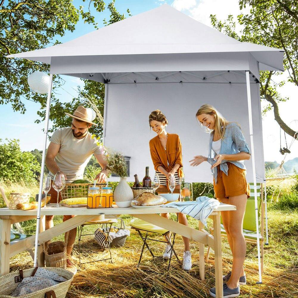 Left. Resenkos - Resenkos 8x8ft Beveled Oxford Cloth Folding Shed With Plastic Sprayed Iron Pipes, White canopy And White Tubes - White canopy and White tubes.