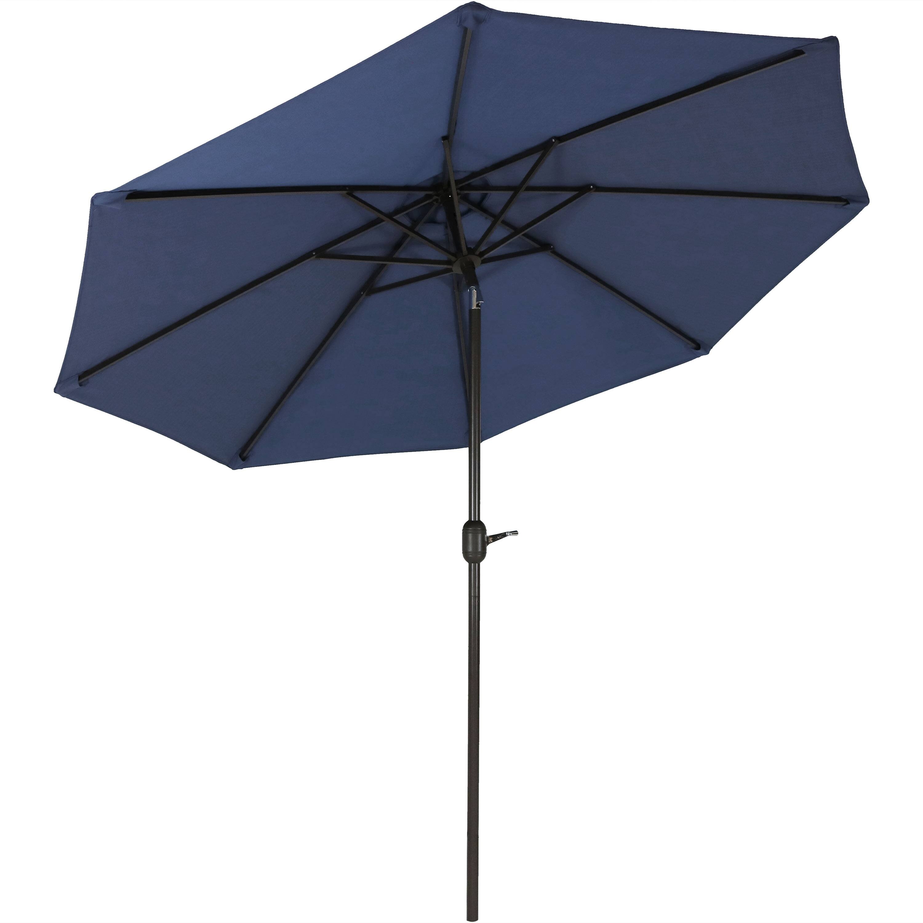 Sunnydaze - 9 ft Aluminum Patio Umbrella with Tilt and Crank - Navy Blue
