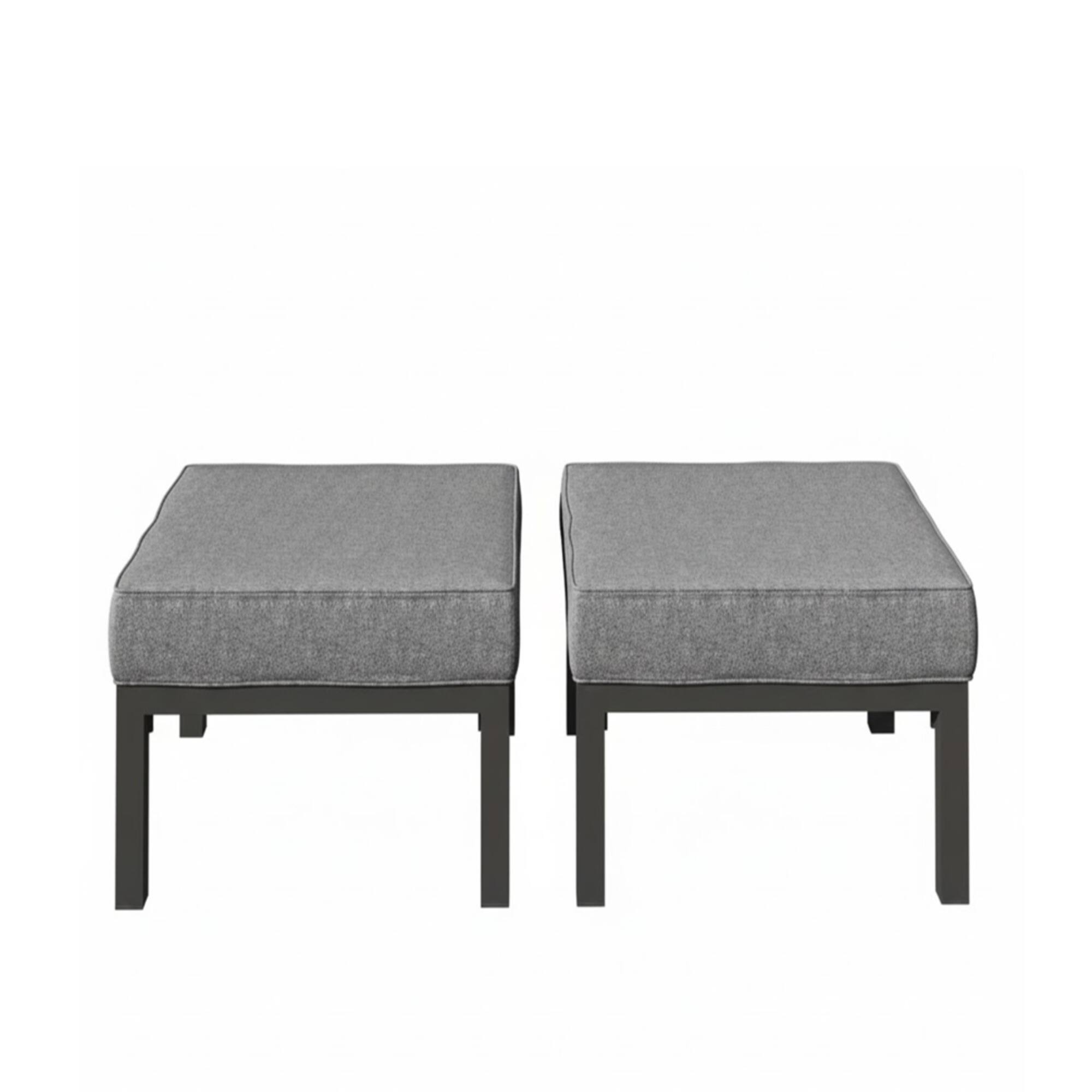 Back. Mondawe - Set of 2 24" Aluminum Patio Ottomans with Cushions - Dark Gray.