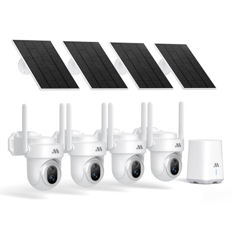 Security Camera 4 Musthome Solar Powered Outdoor Security Cameras, 4 Cam Kit with Home ...