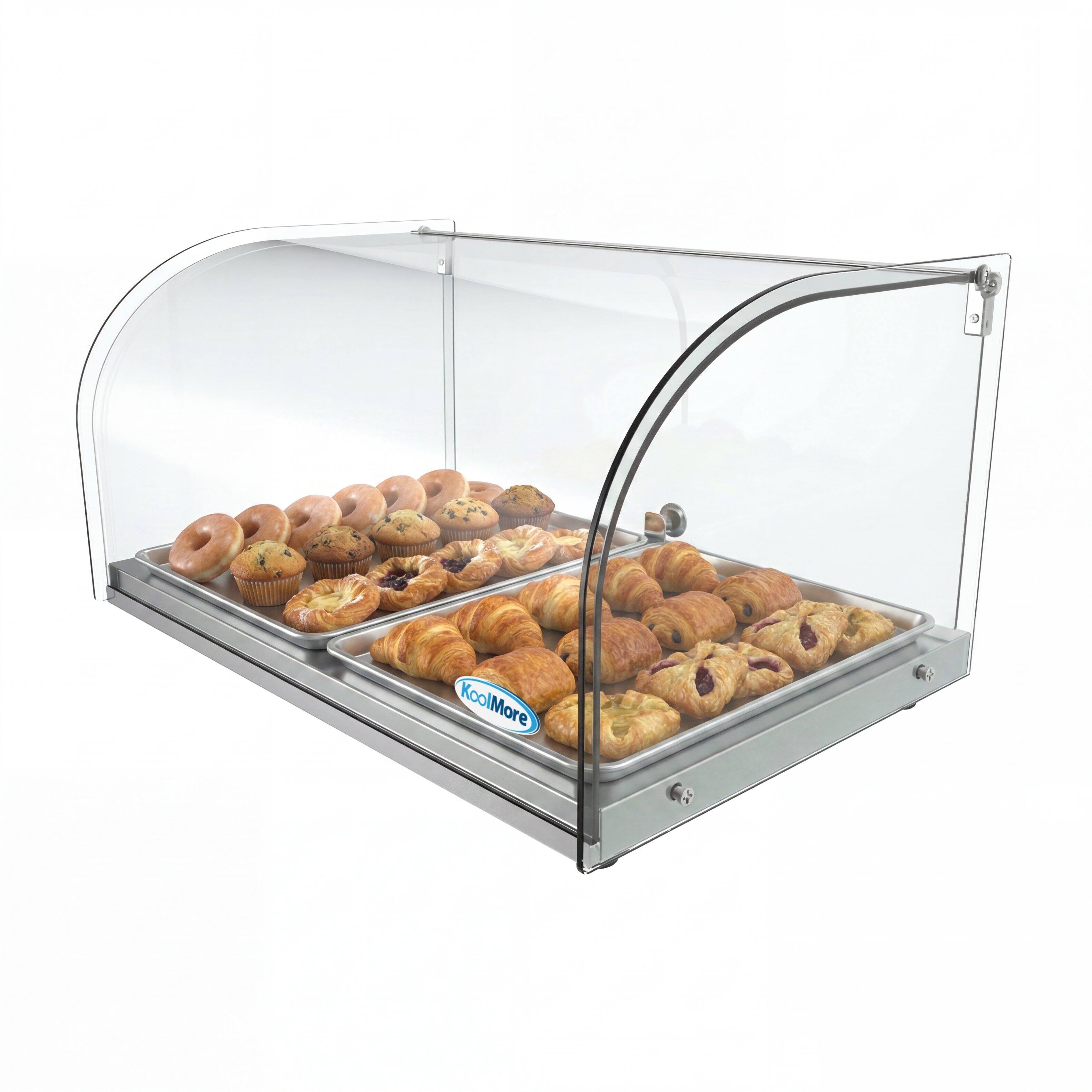 Alt View 1. Koolmore - 22 in. Countertop Bakery Display Case with Front Curved Glass and Rear Door, 0.9 cu. ft. DC-1C - Silver.