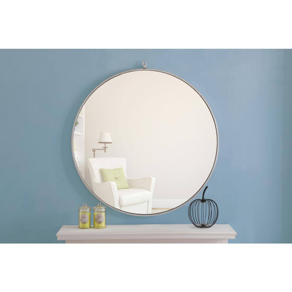 Alt View 7. Elegant Decor - Metal frame Round Mirror with decorative hook 36 inch Silver finish - Silver.