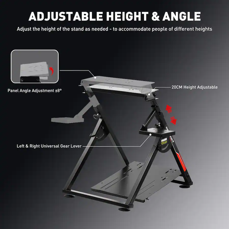Sim Racing Adjustable Wheel Base Mount GTPlayer Sim Racing Wheel Stand Simulator Cockpit Wheel Stand Black BBY ...