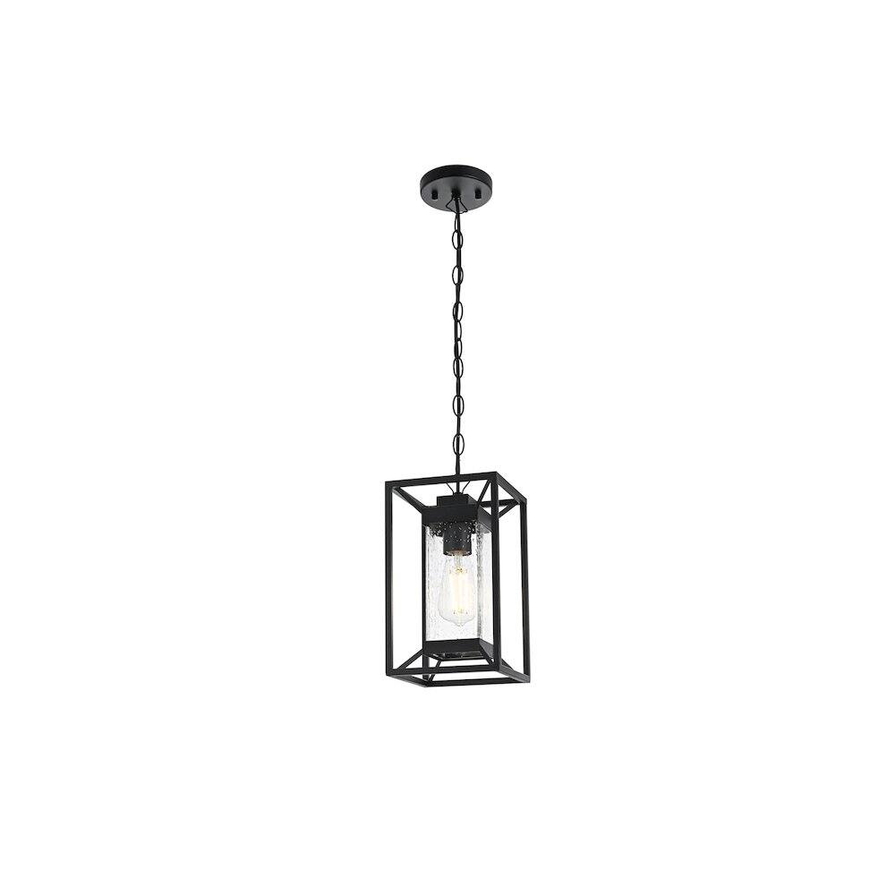 Angle. Elegant Lighting - Willington 7 inch Outdoor Pendant in Black - Black.