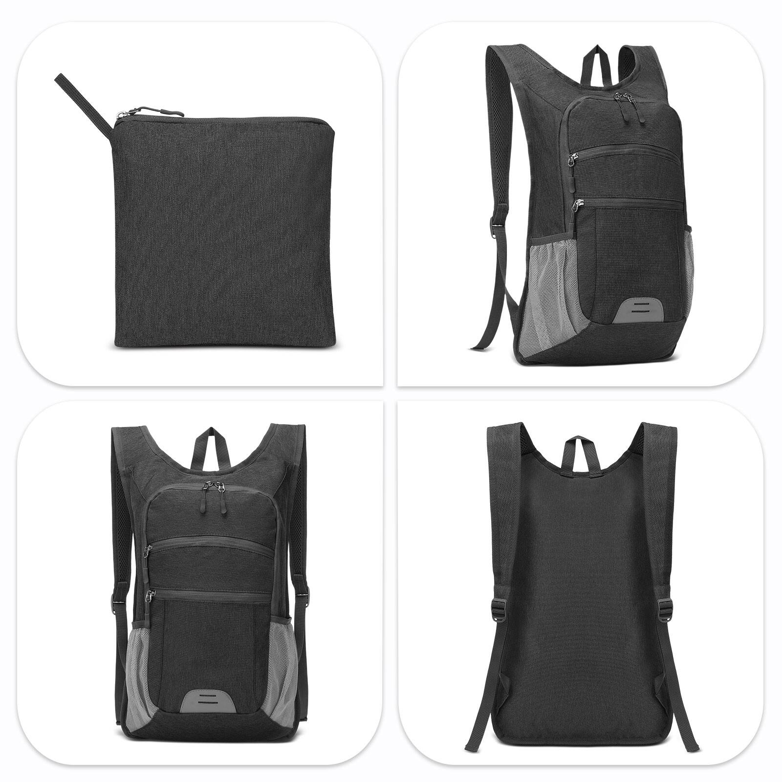 Alt View 5. Unique Bargains - 20L Lightweight Hiking Daypack Foldable Travel Packable Backpack for Men Women for Cycling Camping Outdoor - Black.