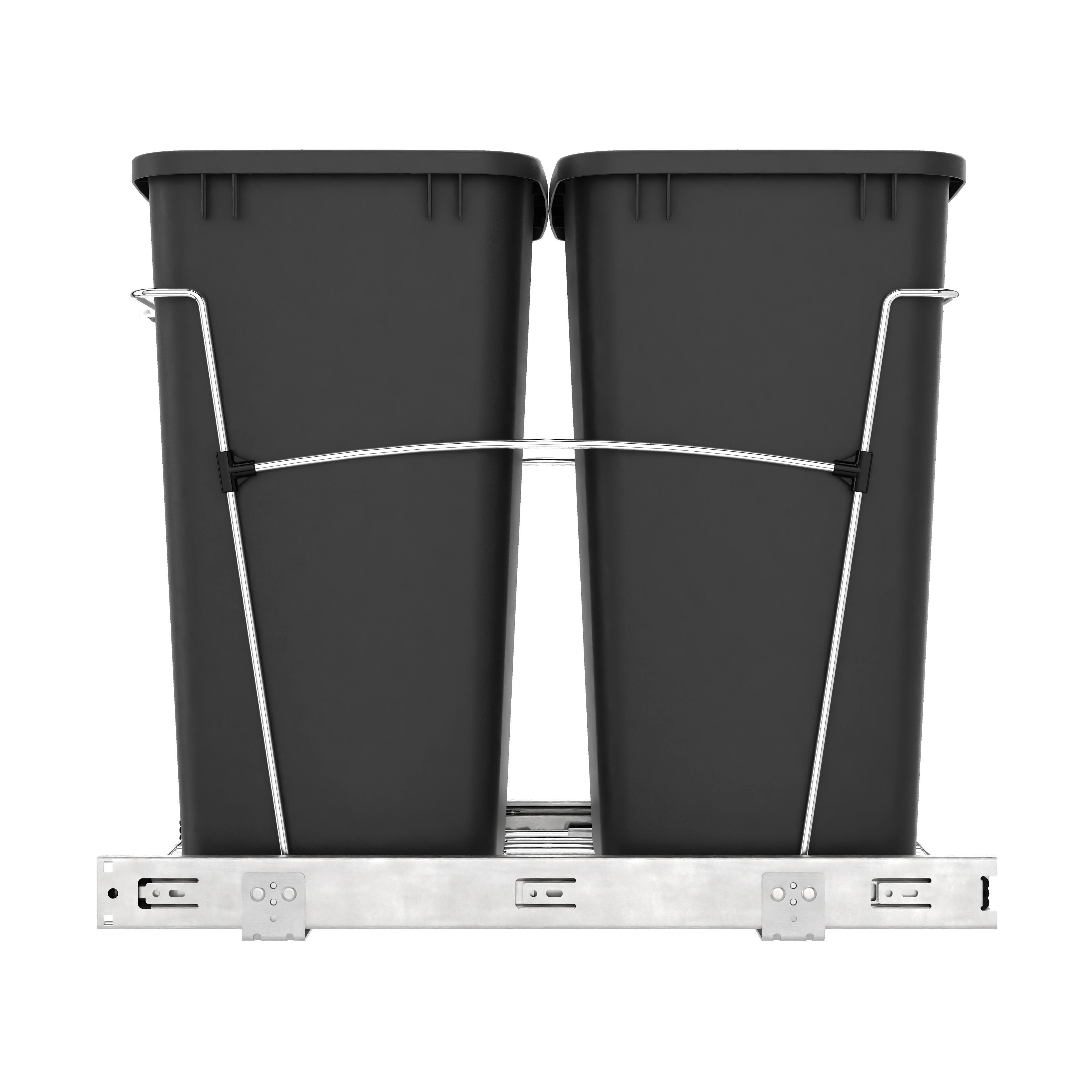 Alt View 8. Rev-A-Shelf - Rev-A-Shelf Double Pullout Trash Can 35 qt. for Kitchen, Black, RV-18KD-18C S - Black.