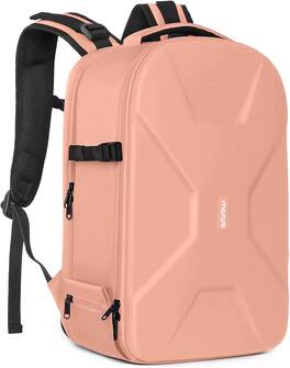 mosiso - Camera Backpack 15-16 inch Waterproof Hardshell Camera Bag with Tripod Holder&Laptop Compartment - Salmon Pink