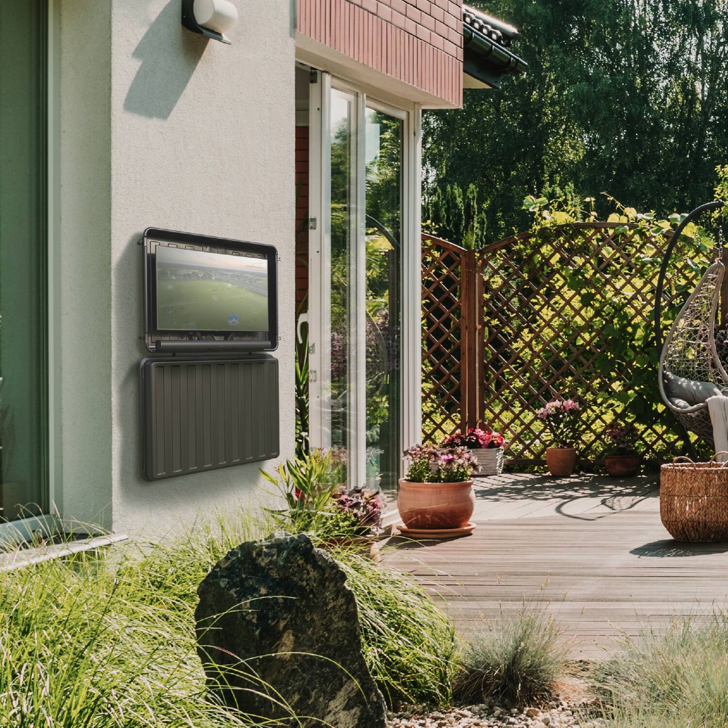 Alt View 6. Storm Shell - XL Weatherproof 44" Outdoor TV and Soundbar Enclosure - Black.