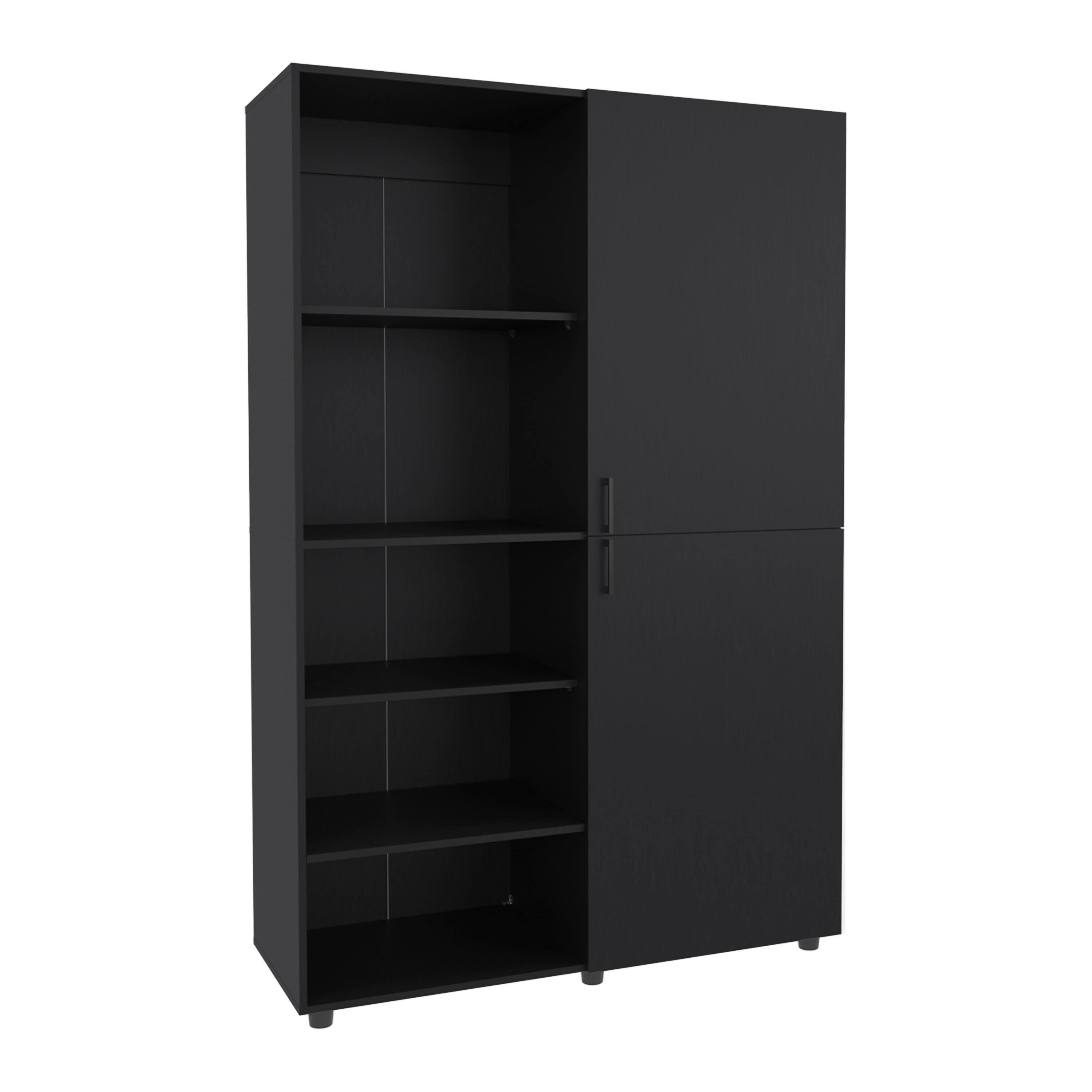 Alt View 1. TuHome - Eco High One Door Freestanding Armoire With Hanging Rod And Interior Shelves, Compact Bedroom Wardrobe - Black.