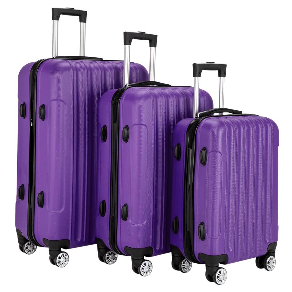 Alt View 5. Winado - 20"/24"/28" 3 Piece Trolley Carry On ABS Luggage Lightweight Hardside Suitcase Set Spinner Wheels & TSA Lock for Travel - Purple.