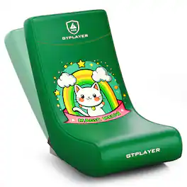 GTPlayer - Gaming Floor Mat Rocking Chair with an angle limiter rocking floor mat gaming chair, Cat Pattern - Green
