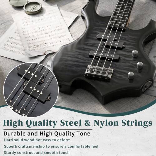 High Quality Steel & Nylon Strings  
Durable and High Quality Tone  
Hard solid wood, not easy to deform  
Superb craftsmanship to ensure a comfortable feel  
Sturdy construct and smooth touch