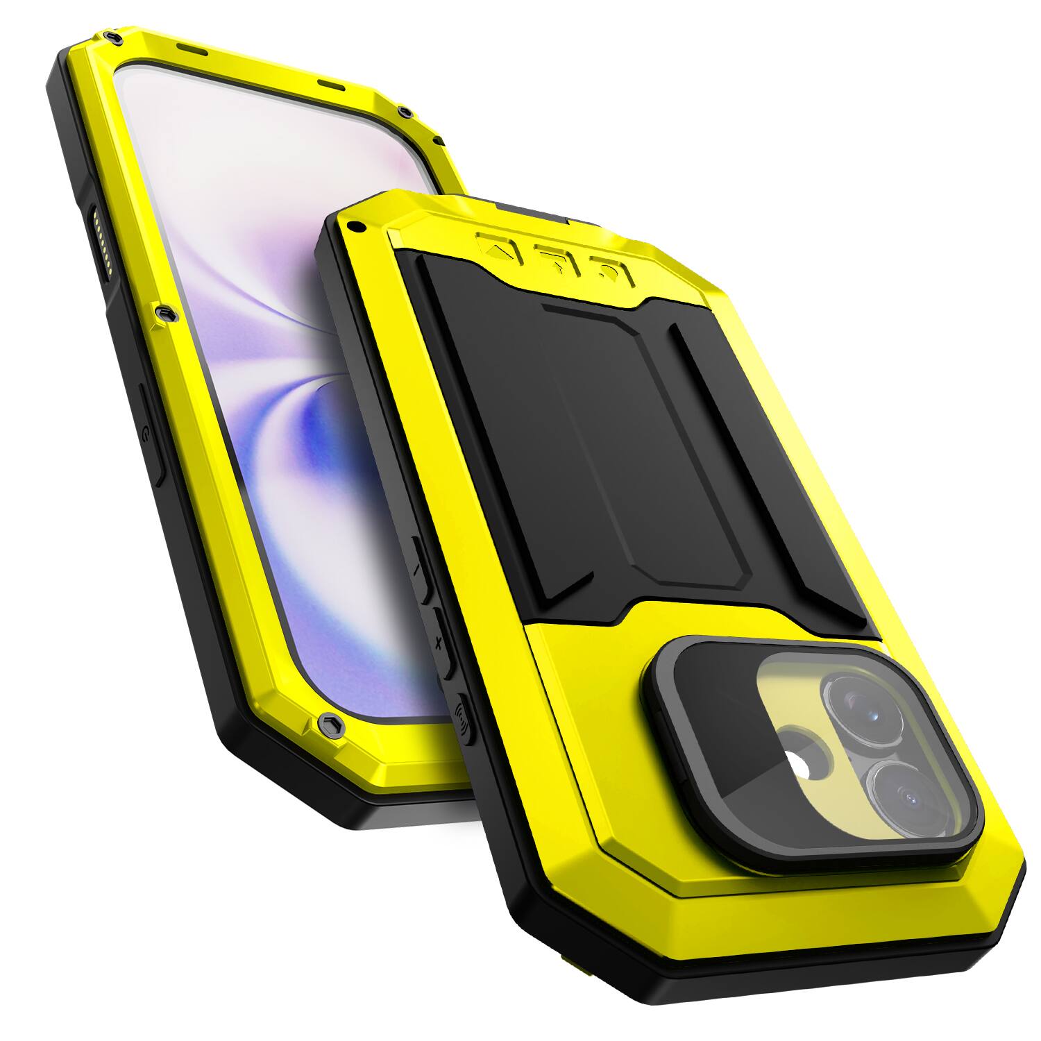 Alt View 1. Dteck - Rugged Case for Apple iPhone 17 Flip Camera Kickstand Built-in Screen Protector Military Grade Protection Cover - Yellow.