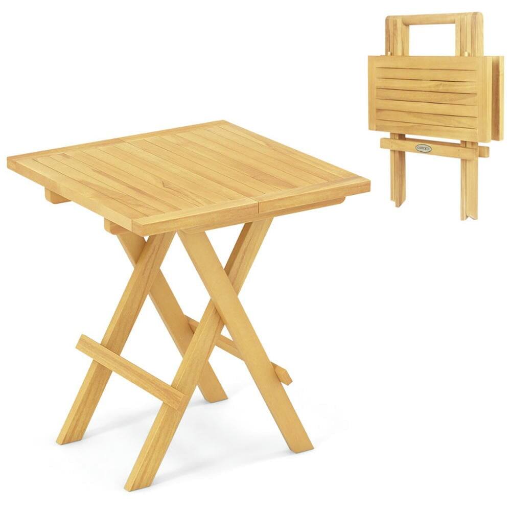 Front. Kadyn - Patio Coffee Tables,Patio Tables,Teak Wood Square Coffee Table with X-shaped Legs and Slatted Tabletop - Brown.