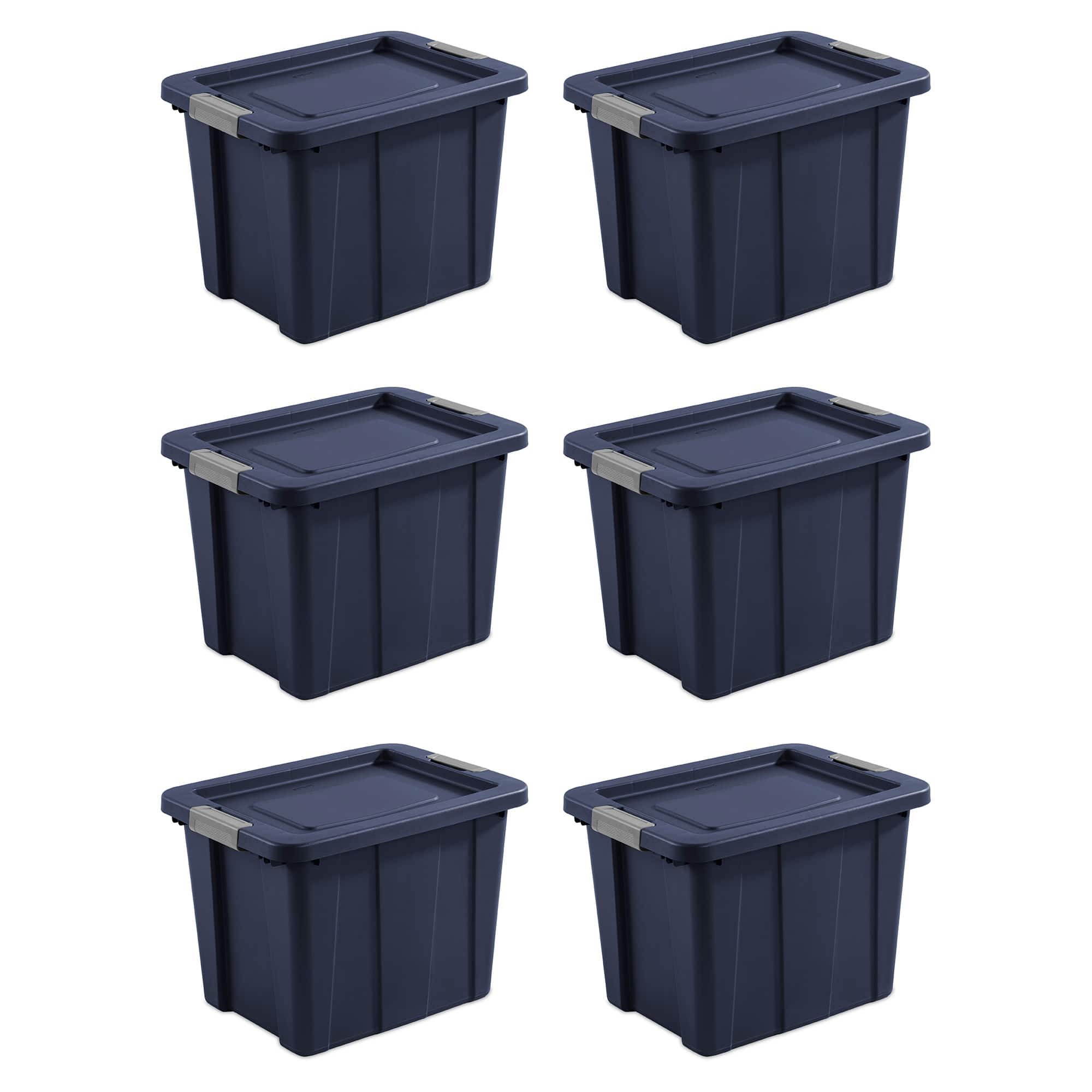 Sterilite - 18 Gal Latching Tuff1 Stackable Storage Tote with Latching Lid, 6 Pack - Dark Indigo