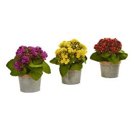 BreeBe - 9" Kalanchoe Artificial Plants (Set of 3) - Green