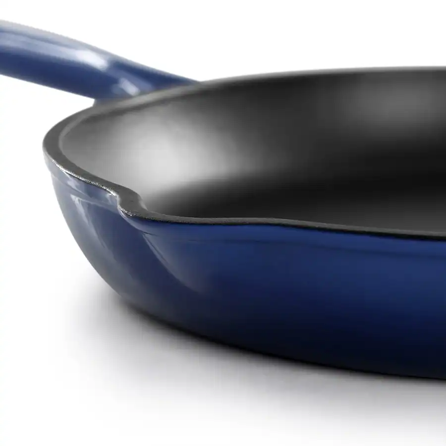 Blue Color Gradient Options MegaChef Round 10.25 Inch Enameled Cast Iron Skillet in Gradient Dark ...