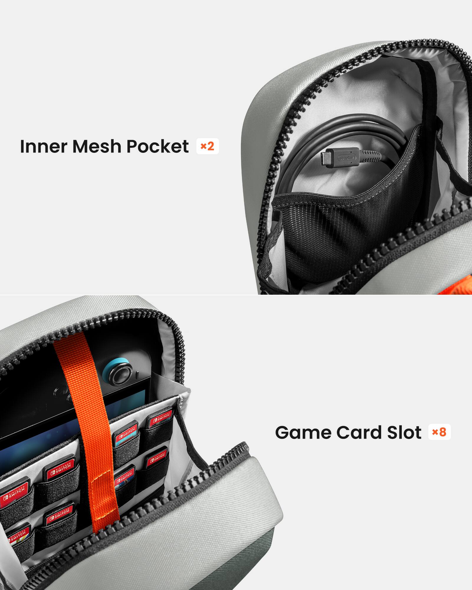 Inner Mesh Pocket x2 CO   HA - C  F MAN 1 2  Game Card Slot x8