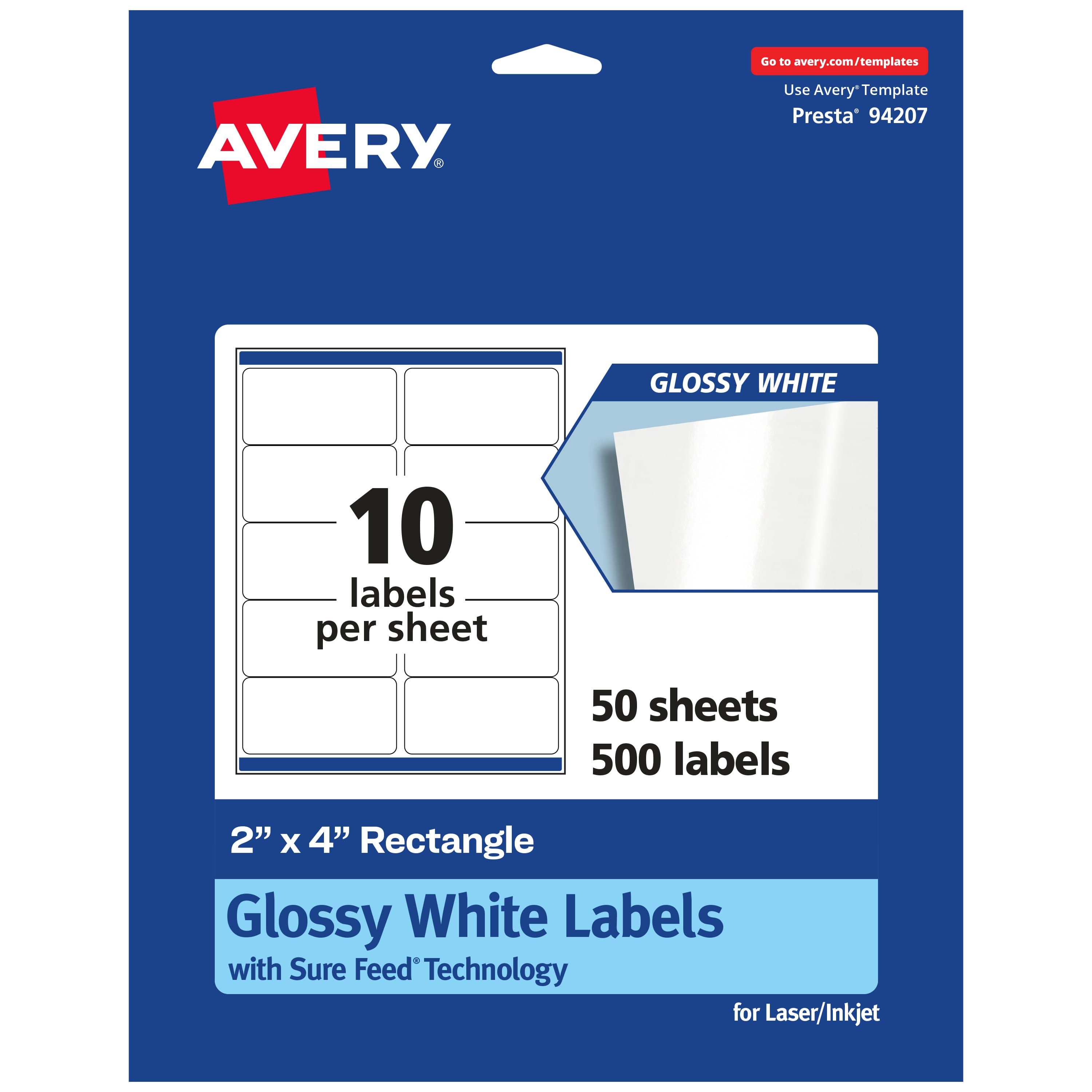 "Avery - Rectangle Labels with Sure Feed, 2"" x 4"", 500 Glossy Labels - White" price history on PriceWatchPro