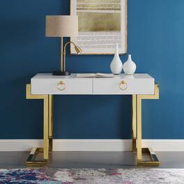 Ring Office Desk by Modway - Gold White