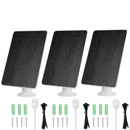 Front. Stock Preferred - 3Pcs Solar Panel Charger for Arlo Ultra/Ultra2/Pro 3/Pro 4 Floodlight Camera - Black.