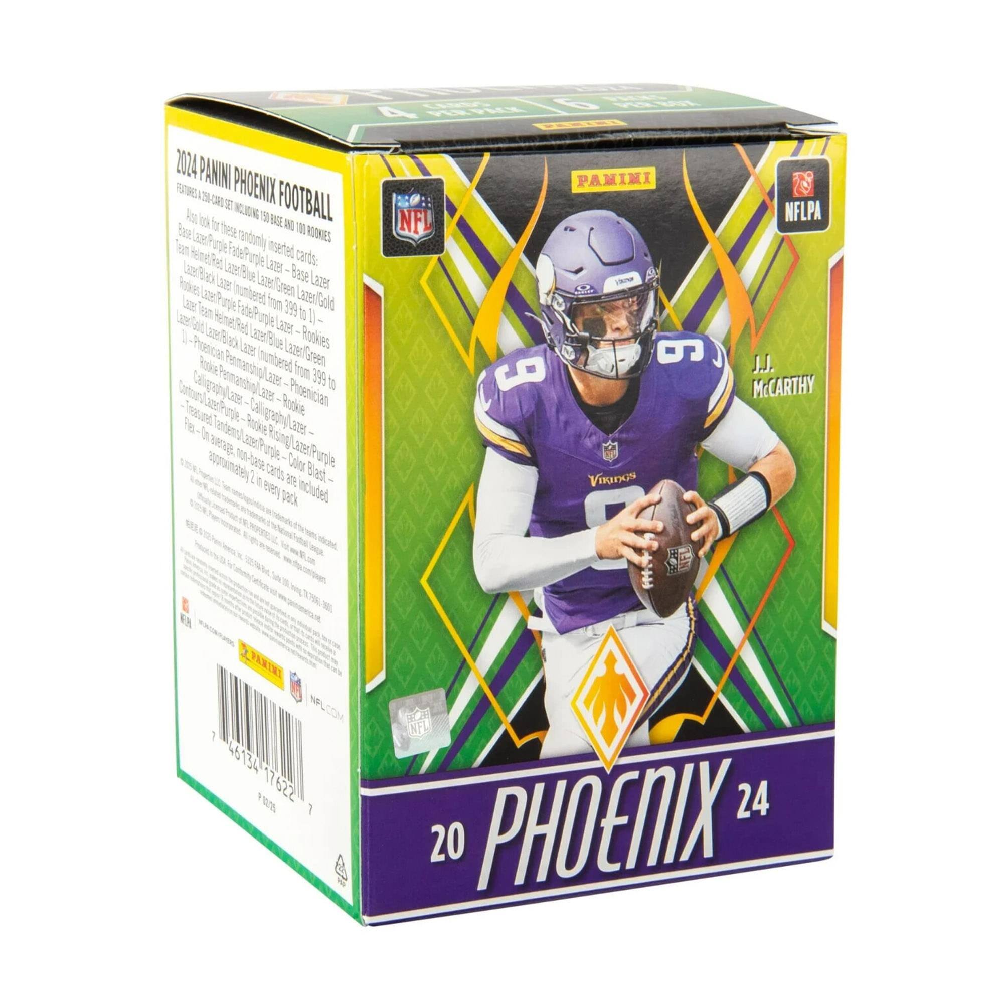 2024 PANNI PHOENIX FOOTBALL  
Features: 100+ cards including 100+ base cards and 100+ Rookies  
Base cards for these randomly inserted:  
- Base: Laser Purple  
- Base: Laser Blue  
- Base: Laser Red  
- Base: Laser Black  
- Base: Laser Gold  
- Base: Laser Green  
- Base: Laser Orange  
- Base: Laser Pink  
- Base: Laser Yellow  
- Base: Laser Purple  
- Base: Laser Blue  
- Base: Laser Red  
- Base: Laser Black  
- Base: Laser Gold  
- Base: Laser Green  
- Base: Laser Orange  
- Base: Laser Pink  
- Base: Laser Yellow  
- Base: Laser Purple  
- Base: Laser Blue  
- Base: Laser Red  
- Base: Laser Black  
- Base: Laser Gold  
- Base: Laser Green  
- Base: Laser Orange  
- Base: Laser Pink  
- Base: Laser Yellow  
- Base: Laser Purple  
- Base: Laser Blue  
- Base: Laser Red  
- Base: Laser Black  
- Base: Laser Gold  
- Base: Laser Green  
- Base: Laser Orange  
- Base: Laser Pink