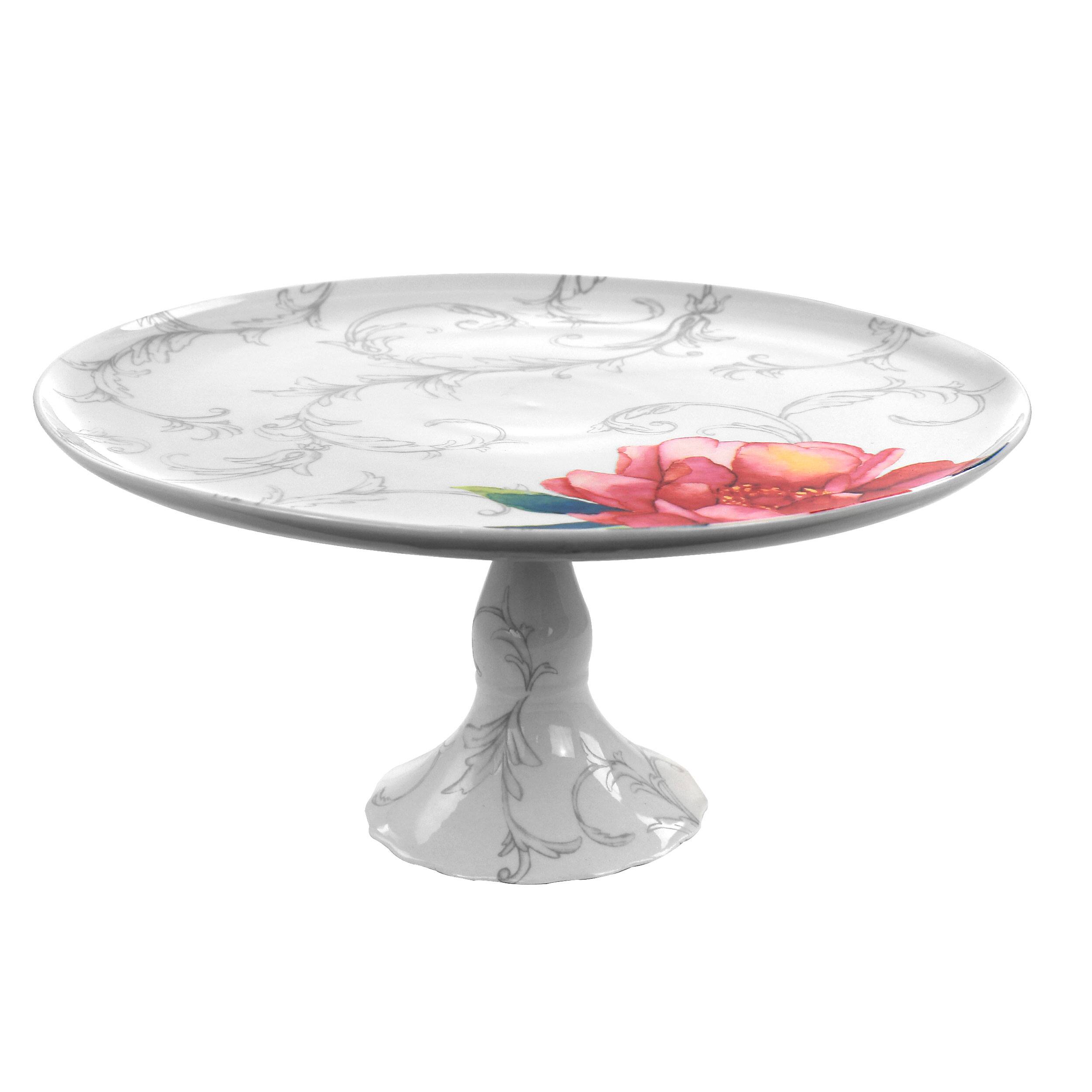 Angle. Martha Stewart - Martha Stewart Fine Ceramic Cake Plate - Brown.