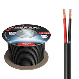 Cables Direct Online - 12/2 Speaker Wire 500ft Outdoor OFC Oxygen Free Copper CL3 CMR Direct Burial Bulk Cable Drum - Black