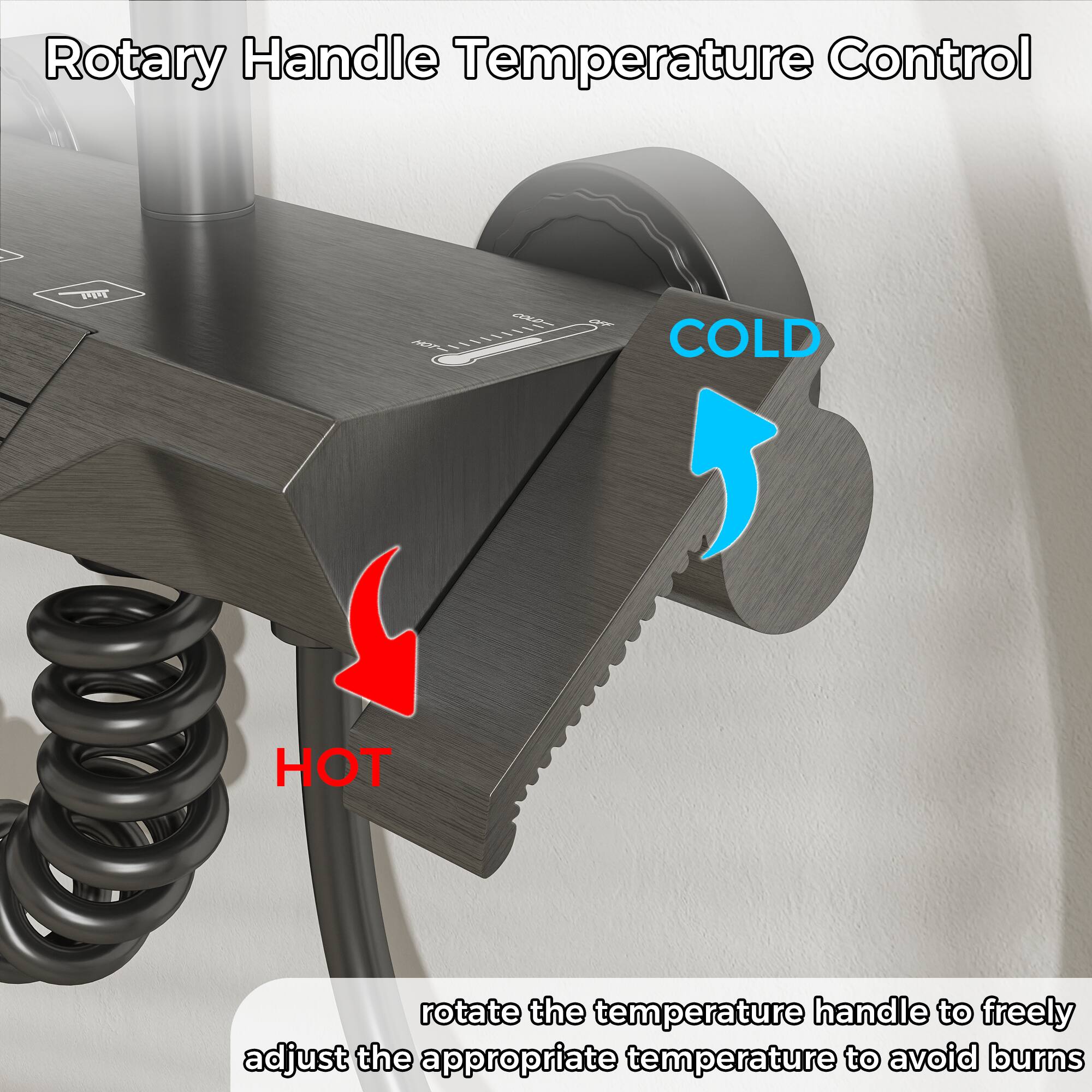 Rotary Handle Temperature Control

rotate the temperature handle to freely adjust the appropriate temperature to avoid burns