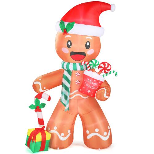 Winado - 8 FT Christmas Inflatables Decorations Gingerbread Man for Outdoor Indoor Lawn Holiday - Multicolor