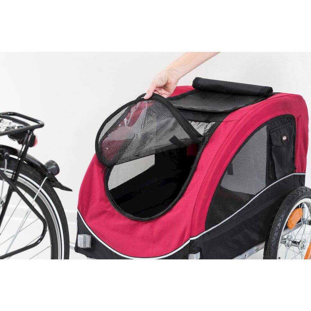 Alt View 2. TRIXIE - Foldable 2-in-1 Bicycle Trailer for Dogs with Windows, Black & Red - Black/Red.