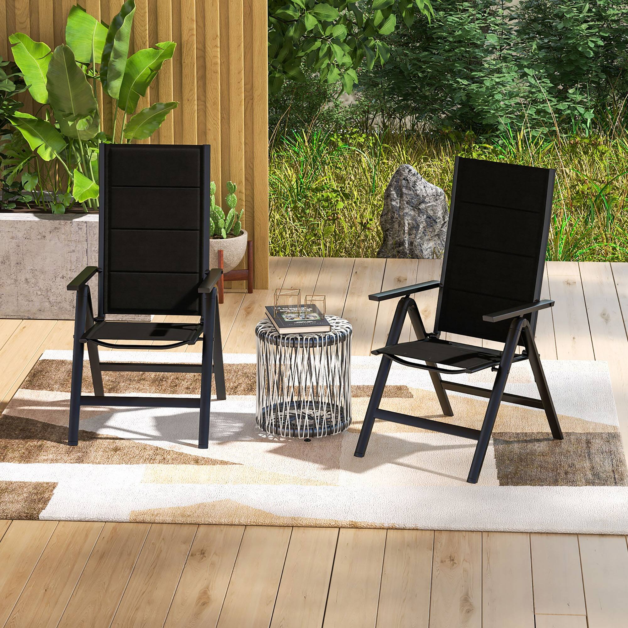 Alt View 1. Gymax - Gymax Set of 2 Patio Folding Chairs Lightweight Outdoor Dining Chairs w/ Padded Seat - Black.