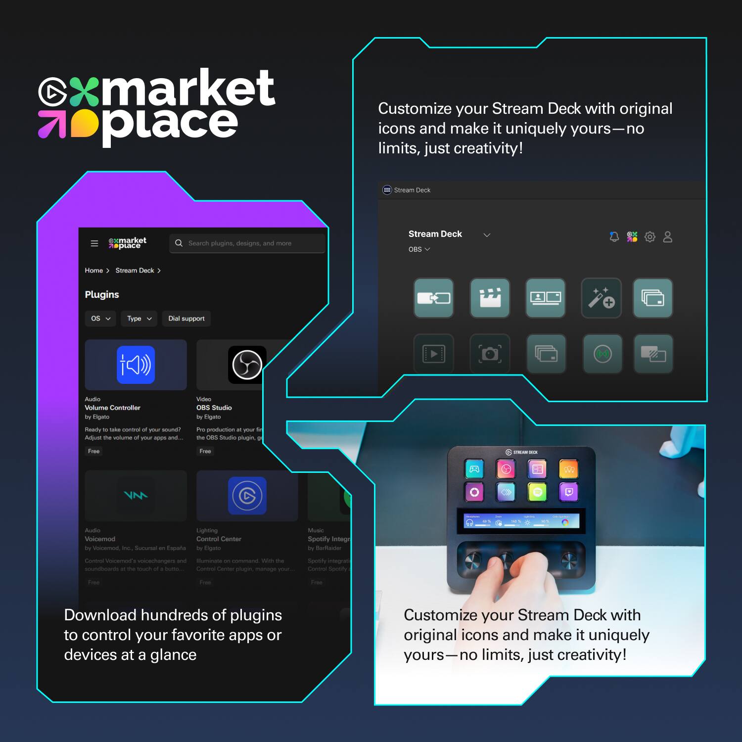 xmarket place Customize your Stream Deck with original icons and make it uniquely yours—no limits, just creativity! Stream Deck market place Search plugins, designs, and more Stream Deck Plugins OS Type Dial support Audio Volume Controller by Volcommod, Inc. Succesful in España Adjust the volume of your sound. Adjust the volume of your apps and... Free Video OBS Studio by the OBS Studio plugin of Ligeto nedy to sake coorel of you sund Adjust the volume of your sound. Free Audio Voicemod by Volcommod, Inc. Succesful in España Control Voicemod's vociechangers and soundboards at the touch of a button. Free Lighting Control Center by Bartolomé Free Music Spotify Integr by Spotify Integr Spotify Integr Spotify Integr Spotify Integr Spotify Integr Spotify Integr Spotify Integr Spotify Integr Spotify Integr Spotify Integr Spotify Integr Spotify Integr Spotify Integr Spotify Integr Spotify Integr Spotify Integr Spotify Integr Spotify Integr Spotify Integr Spotify Integr Spotify Integr Spotify Integr Spotify Integr Spotify Integr Spotify Integr Spotify Integr Spotify Integr Spotify Integr Spotify Integr Spotify Integr Spotify Integr Spotify Integr Spotify Integr Spotify Integr Spotify Integr Spotify Integr Spotify Integr Spotify Integr Spotify Integr Spotify Integr Spotify Integr Spotify Integr Spotify Integr Spotify Integr Spotify Integr Spotify Integr Spotify Integr Spotify Integr Spotify Integr Spotify Integr Spotify Integr Spotify Integr Spotify