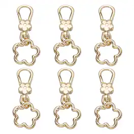 Unique Bargains - 6pcs Metal Keychain Clip Swivel Lobster Claw Clasp Quick Release Flower Key Ring Detachable for Crafts Bag Lanyard - Light Gold