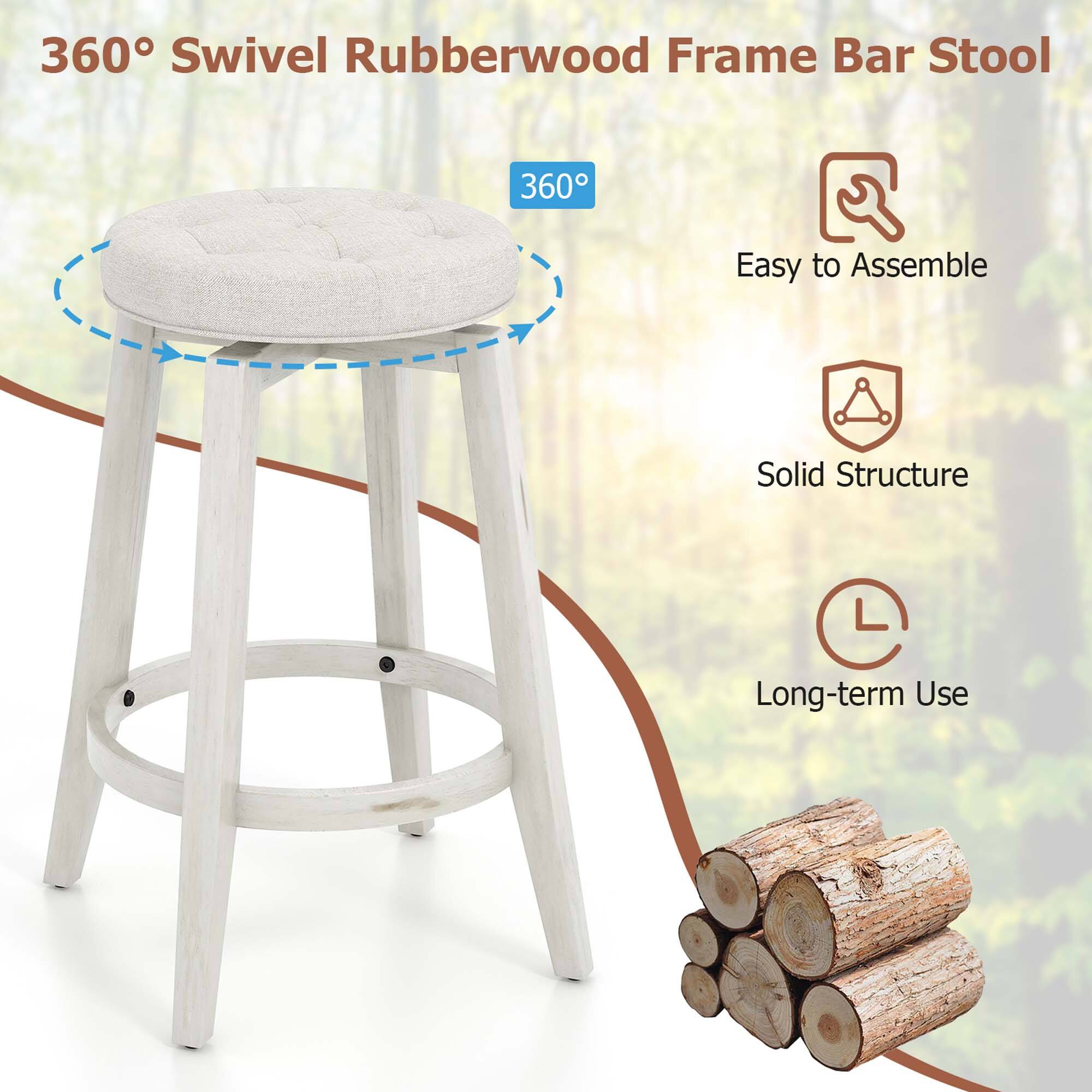 360° Swivel Rubberwood Frame Bar Stool

- 360°
- Easy to Assemble
- Solid Structure
- Long-term Use