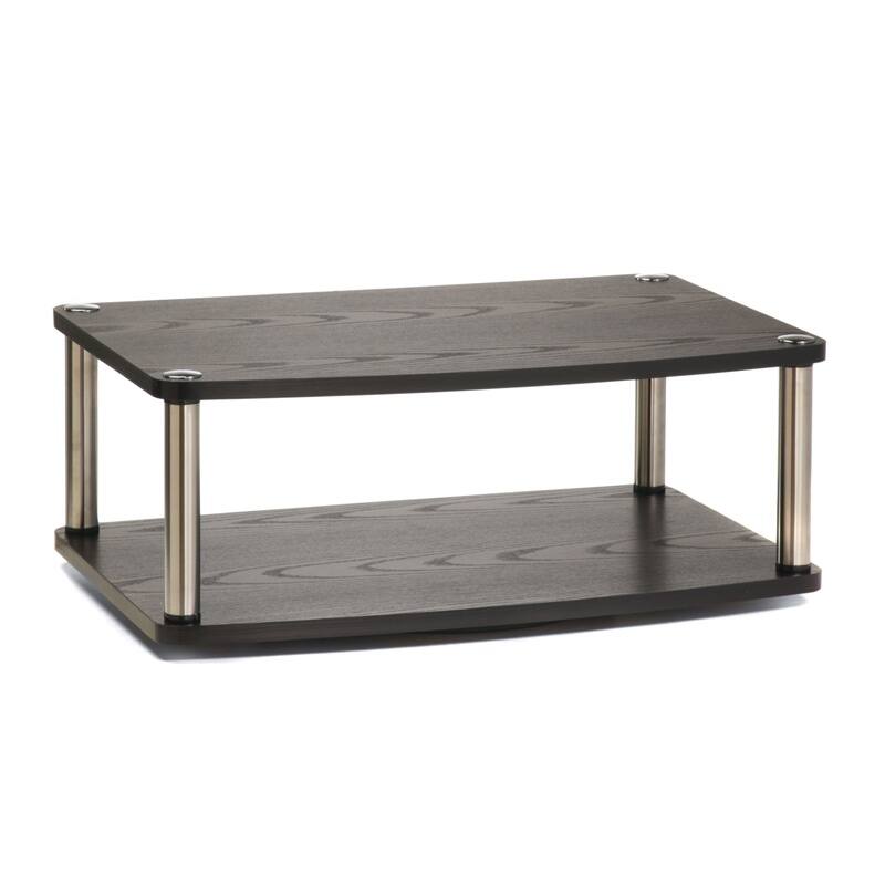 Angle. Hivvago - 2-Tier Swivel TV Stand / TV Turntable Swivel Board - Brown.