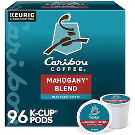 Caribou Coffee - Mahogany Blend Coffee Keurig K-Cup Pods, Dark Roast, 96/Carton