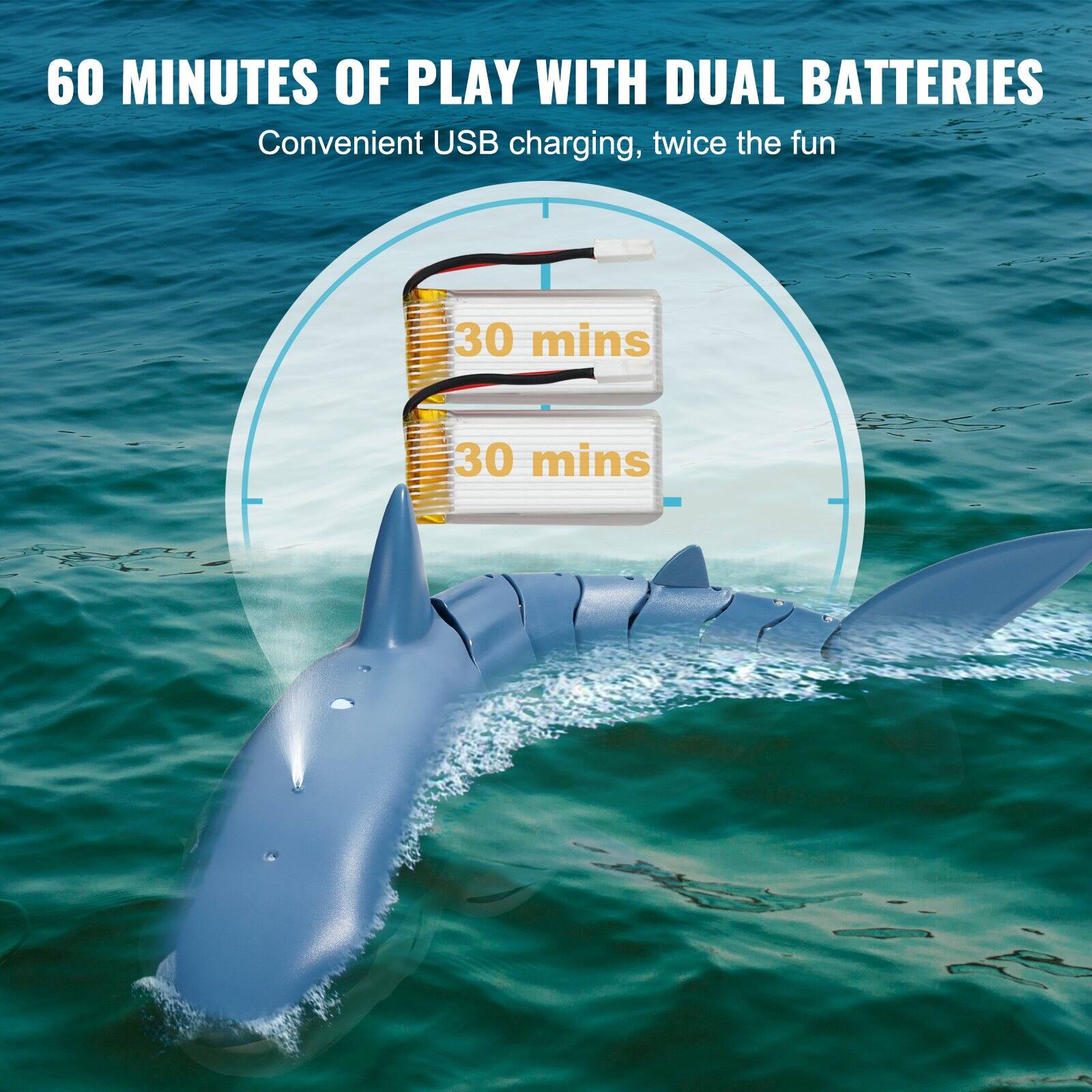 60 MINUTES OF PLAY WITH DUAL BATTERIES  
Convenient USB charging, twice the fun  
30 mins  
30 mins