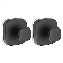 Unique Bargains - 2pcs Suction Cup Hook for Shower, No Drill Stainless Steel Square Hanger, Removable Reusable for Bathroom Kitchen Mirror - Black