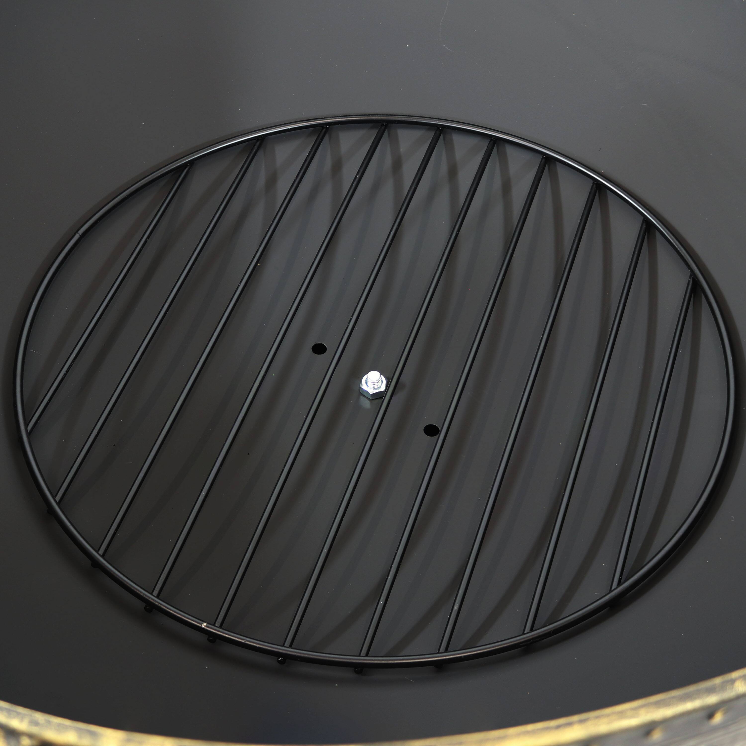 Alt View 10. Sunnydaze - 30 in Steel Fire Pit with Handles, Spark Screen, Poker, and Grate - Black.