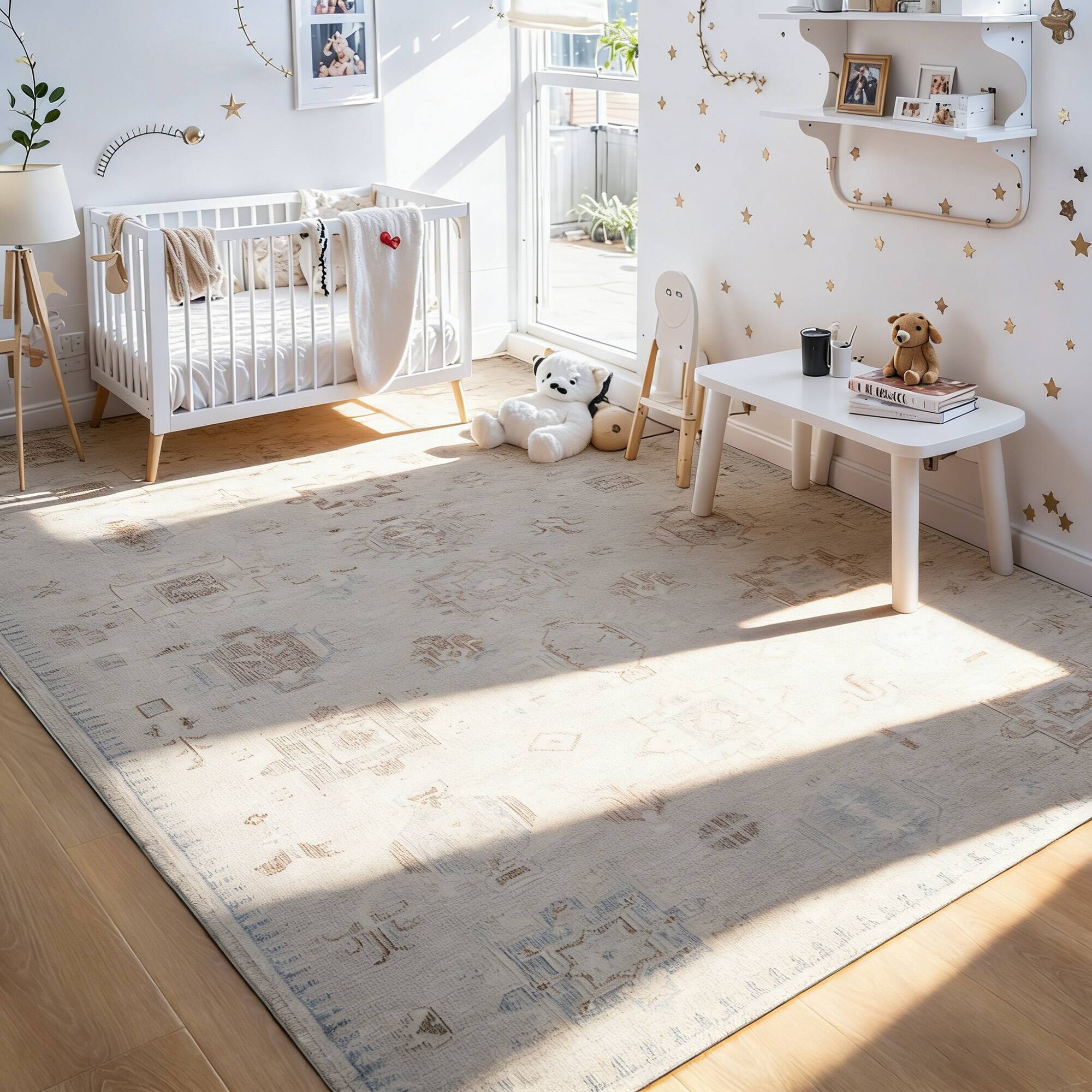 Angle. RYHNUYNE - 8x10 Area Rug, Washable Area Rug Non Slip Rugs for Living Room, Soft and Cozy Carpet for Bedroom Dining Room Home - gray.