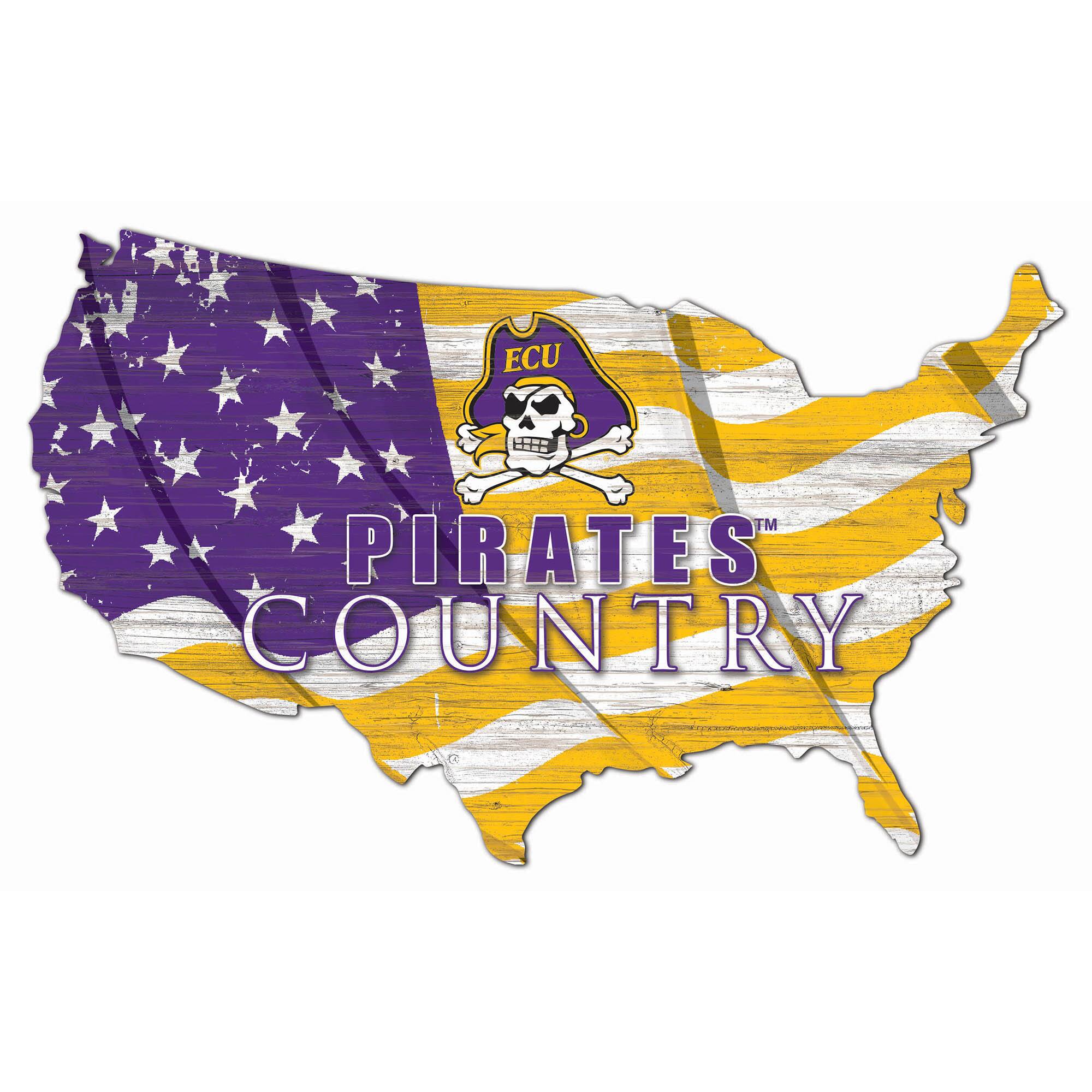 ECU Pirates USA Flag Cutout Sign