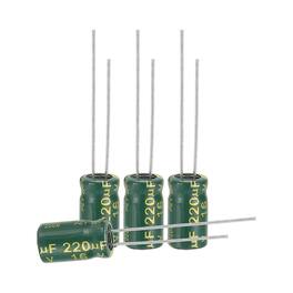 Unique Bargains - 220uF 16V 6x11mm Electrolytic Capacitor, High Frequency, Low Impedance, Radial Leads, 100pcs - Green