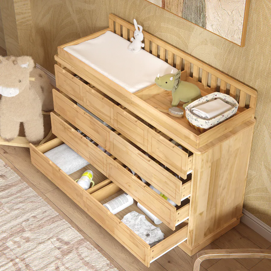 Solid Changing Table Homsee Solid Wood Baby Changing Table Dresser with Drawers, Nursery ...