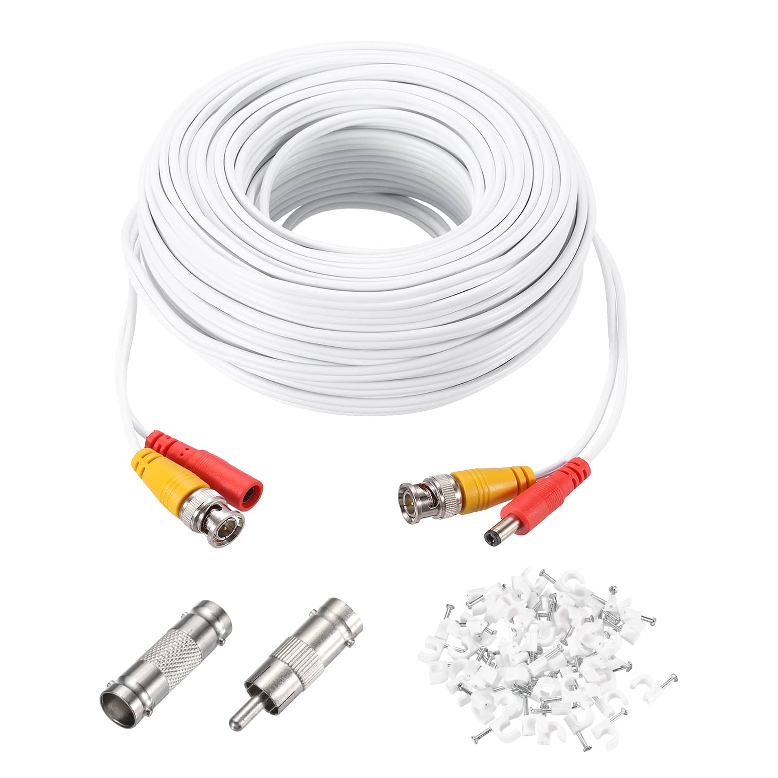 Unique Bargains - BNC Video Power Cable, 1 Set, All-in-One CCTV Camera Extension Cord - White