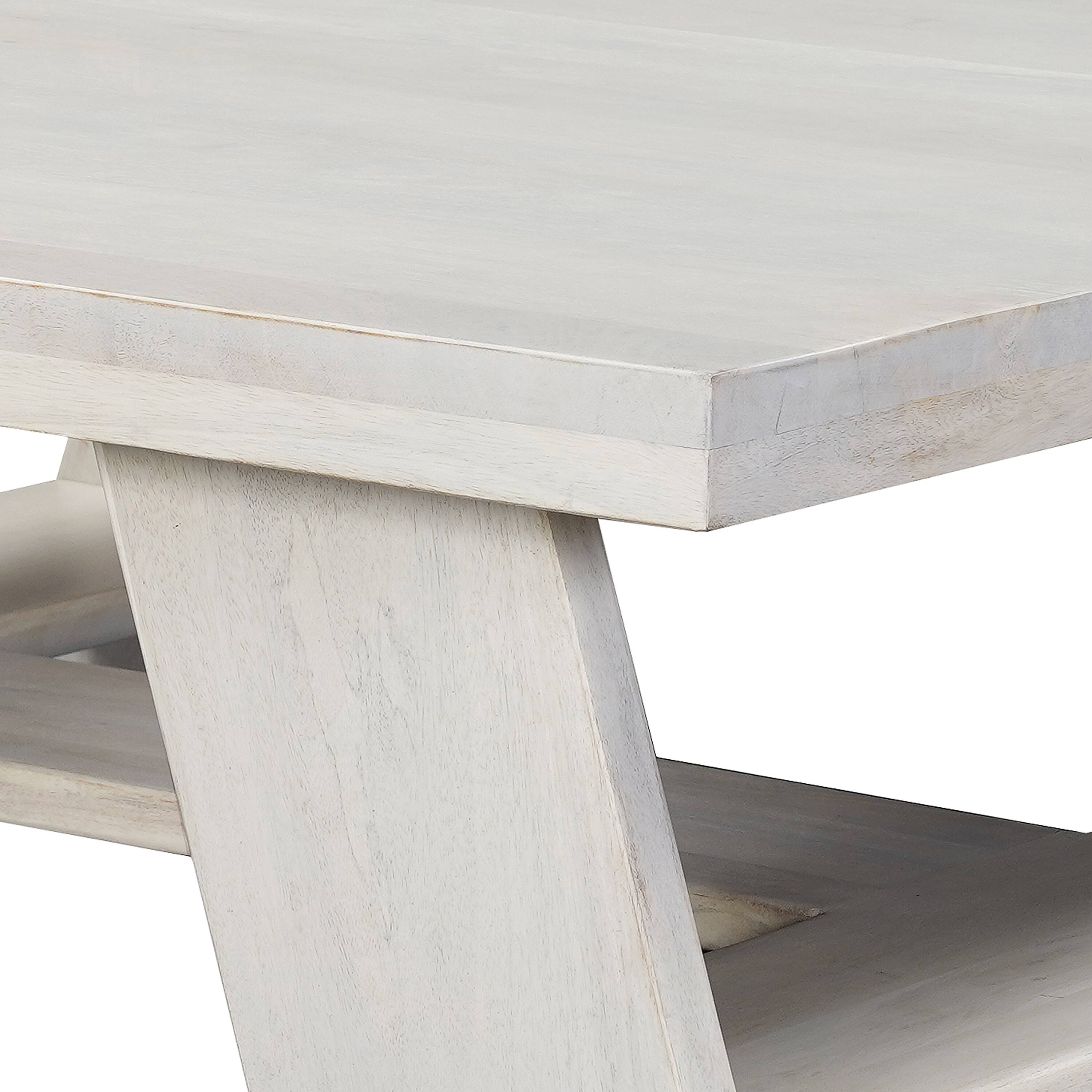 Alt View 1. Manhattan Lane - Aya 40" Square Coffee Table | Biscotti White Mango Wood | Bold Angled Legs - White.