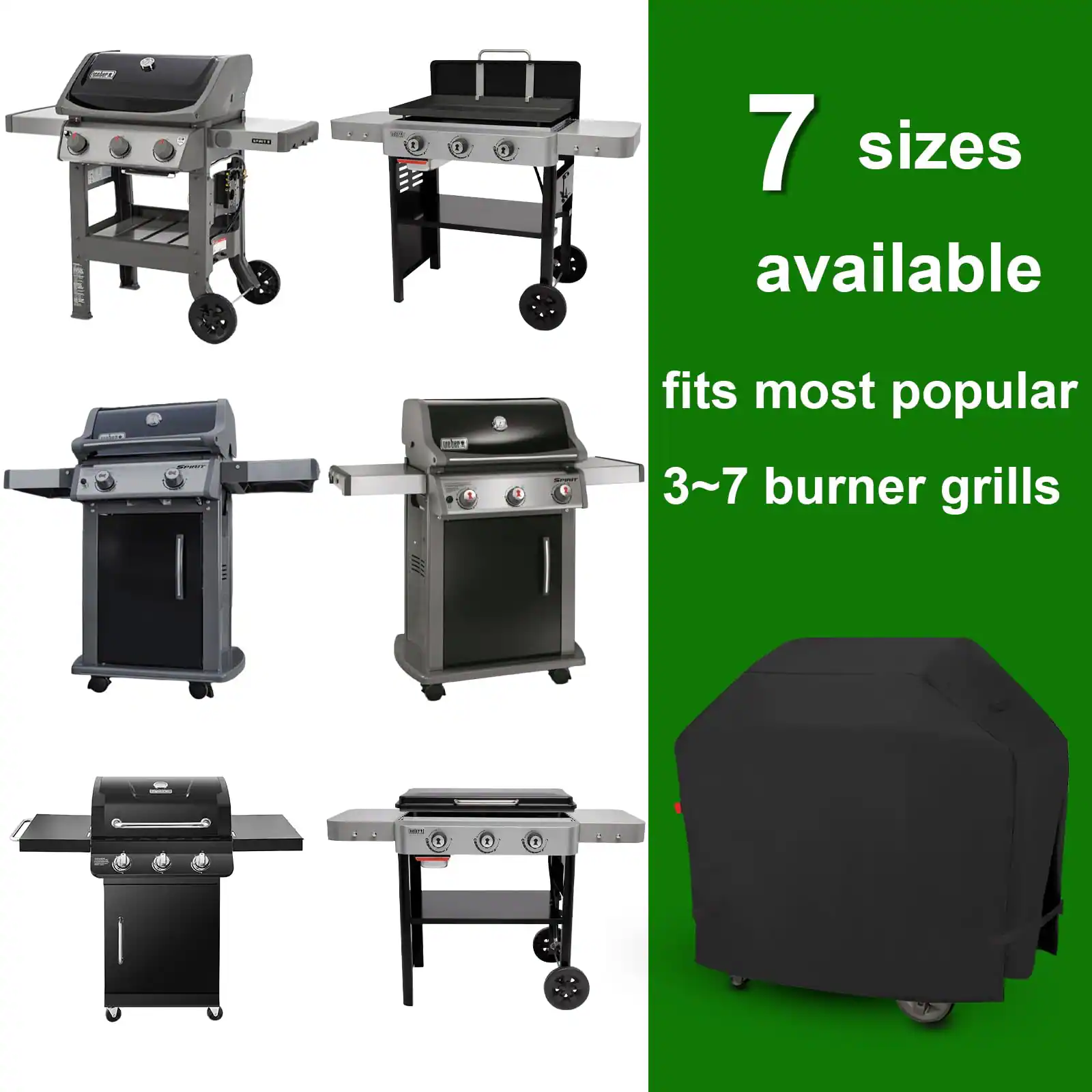 7 sizes available  
fits most popular 3~7 burner grills