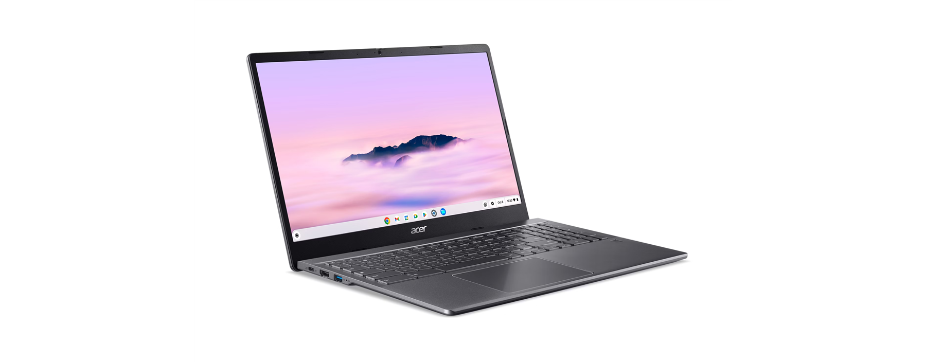 Angle. Acer - Chromebook Plus 515 CBE595-2-36JT 15.6 Inch Intel Pentium 8GB RAM 128GB SSD Touchscreen Chrome OS Laptop - Iron (Steel Grey).